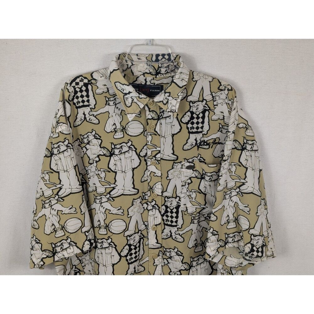 Vintage Phat Farm All Over Bull Print Short Sleeve Shirt Men's Size XXL/2XL - Picture 2 of 14